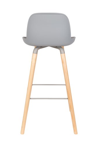 ZUIVER Albert Kuip barkrakk, m ryggsttte og fotsttte - lys gr polypropylen/natur ask (75cm)