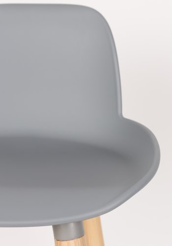 ZUIVER Albert Kuip barkrakk, m ryggsttte og fotsttte - lys gr polypropylen/natur ask (75cm)