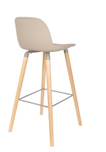 ZUIVER Albert Kuip barkrakk, m ryggsttte og fotsttte - taupe polypropylen/naturlig ask (75cm)