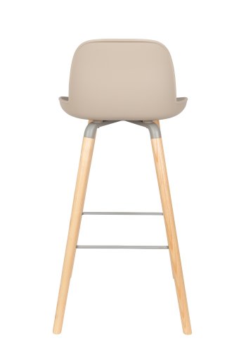 ZUIVER Albert Kuip barkrakk, m ryggsttte og fotsttte - taupe polypropylen/naturlig ask (75cm)