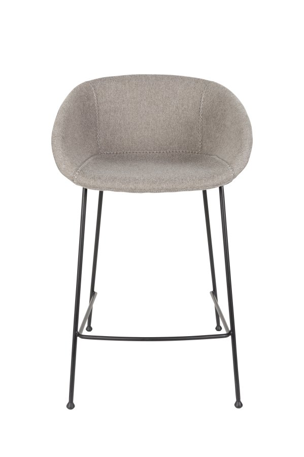 ZUIVER Feston barkrakk, med ryggsttte, armlener og fotsttte - gr polyester og svart stl (65cm)