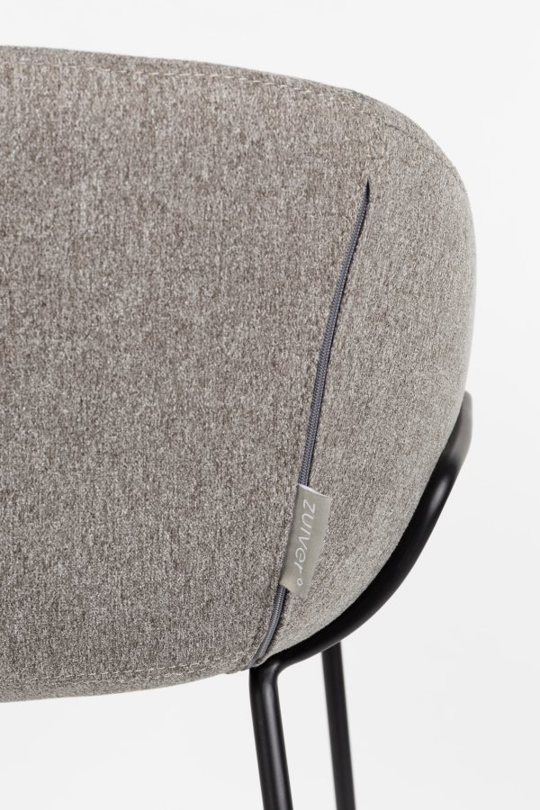 ZUIVER Feston barkrakk, med ryggsttte, armlener og fotsttte - gr polyester og svart stl (65cm)