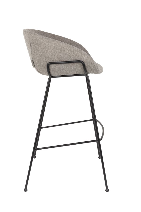 ZUIVER Feston barkrakk, med ryggsttte, armlener og fotsttte - gr polyester og svart stl (76cm)