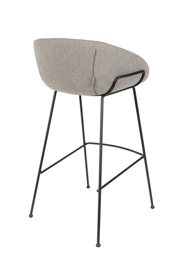 ZUIVER Feston barkrakk, med ryggsttte, armlener og fotsttte - gr polyester og svart stl (76cm)