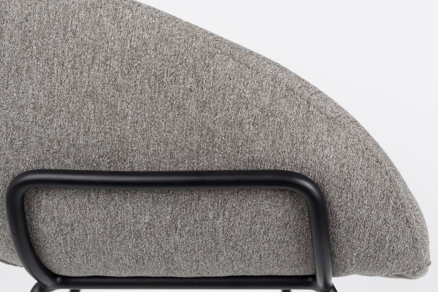 ZUIVER Feston barkrakk, med ryggsttte, armlener og fotsttte - gr polyester og svart stl (76cm)