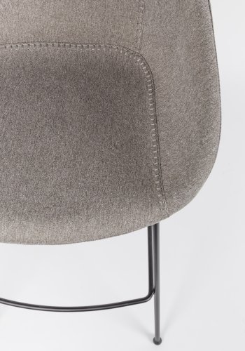 ZUIVER Feston barkrakk, med ryggsttte, armlener og fotsttte - gr polyester og svart stl (76cm)