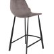 DUTCHBONE Franky Barhocker, mit Rückenlehne und Fußstütze – grauer Samtstoff und schwarzer Stahl (65 cm)