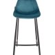 DUTCHBONE Franky Barhocker, mit Rückenlehne und Fußstütze – petrolfarbener Samtstoff und schwarzer Stahl (65 cm)