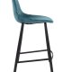 DUTCHBONE Franky Barhocker, mit Rückenlehne und Fußstütze – petrolfarbener Samtstoff und schwarzer Stahl (65 cm)