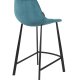DUTCHBONE Franky Barhocker, mit Rückenlehne und Fußstütze – petrolfarbener Samtstoff und schwarzer Stahl (65 cm)