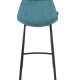 DUTCHBONE Franky Barhocker, mit Rückenlehne und Fußstütze – petrolfarbener Samtstoff und schwarzer Stahl (65 cm)