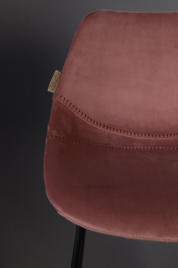 DUTCHBONE Franky barkrakk, med ryggsttte og fotsttte - rosa flyelsstoff og svart stl (80 cm)