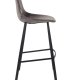 DUTCHBONE Franky Barhocker, mit Rückenlehne und Fußstütze – grauer Samtstoff und schwarzer Stahl (80 cm)