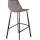 DUTCHBONE Franky Barhocker, mit Rückenlehne und Fußstütze – grauer Samtstoff und schwarzer Stahl (80 cm)