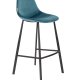 DUTCHBONE Franky Barhocker, mit Rückenlehne und Fußstütze – petrolfarbener Samtstoff und schwarzer Stahl (80 cm)