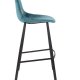 DUTCHBONE Franky Barhocker, mit Rückenlehne und Fußstütze – petrolfarbener Samtstoff und schwarzer Stahl (80 cm)