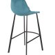 DUTCHBONE Franky Barhocker, mit Rückenlehne und Fußstütze – petrolfarbener Samtstoff und schwarzer Stahl (80 cm)