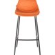 DUTCHBONE Franky Barhocker, mit Rückenlehne und Fußstütze – orangefarbener Samtstoff und schwarzer Stahl (80 cm)