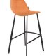 DUTCHBONE Franky Barhocker, mit Rückenlehne und Fußstütze – orangefarbener Samtstoff und schwarzer Stahl (80 cm)