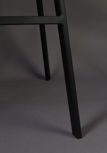 DUTCHBONE Franky Barhocker, mit Rückenlehne und Fußstütze – orangefarbener Samtstoff und schwarzer Stahl (80 cm)