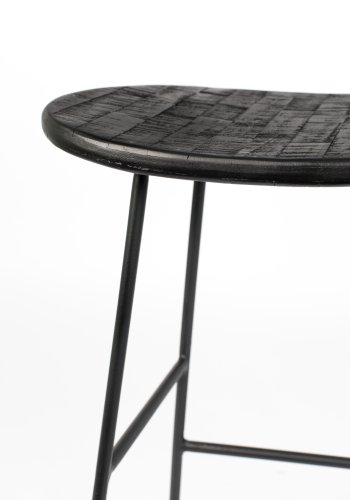 WHITE LABEL LIVING Tangle benkestol, med fotsttte - sort teak og stl