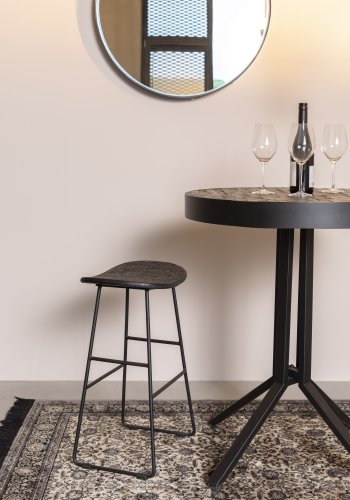 WHITE LABEL LIVING Tangle benkestol, med fotsttte - sort teak og stl