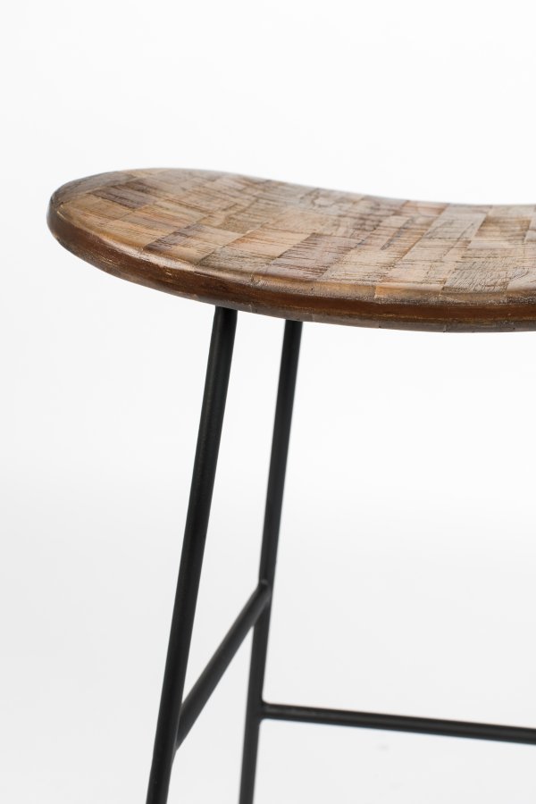 WHITE LABEL LIVING Tangle benkestol, med fotsttte - naturlig teak og stl