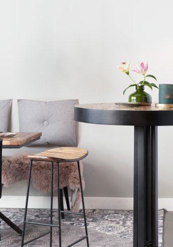 WHITE LABEL LIVING Tangle benkestol, med fotsttte - naturlig teak og stl