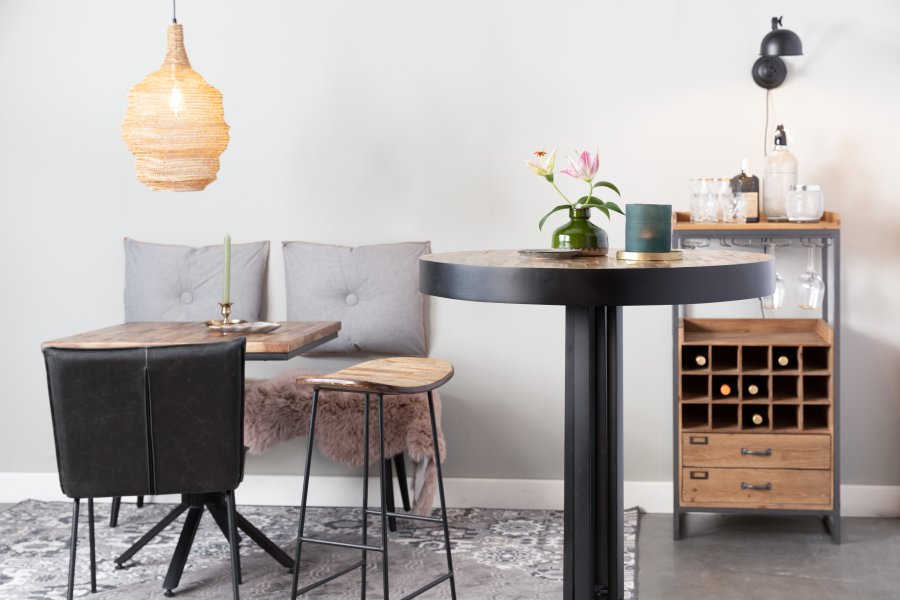 WHITE LABEL LIVING Tangle benkestol, med fotsttte - naturlig teak og stl