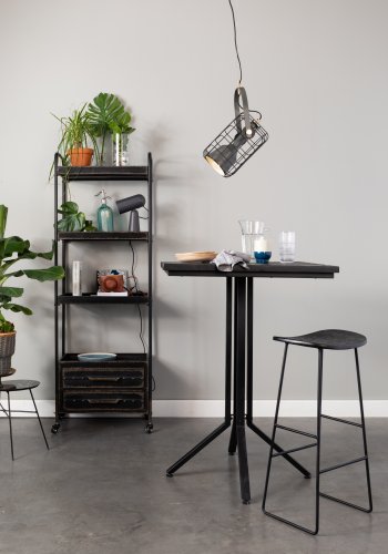 WHITE LABEL LIVING Tangle barstol, med fotsttte - sort teak og stl