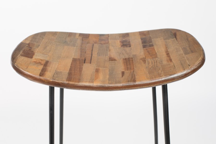 WHITE LABEL LIVING Tangle barstol, med fotsttte - naturlig teak og stl