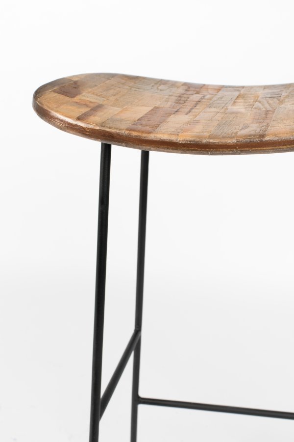 WHITE LABEL LIVING Tangle barstol, med fotsttte - naturlig teak og stl