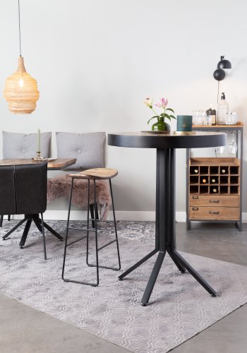 WHITE LABEL LIVING Tangle barstol, med fotsttte - naturlig teak og stl