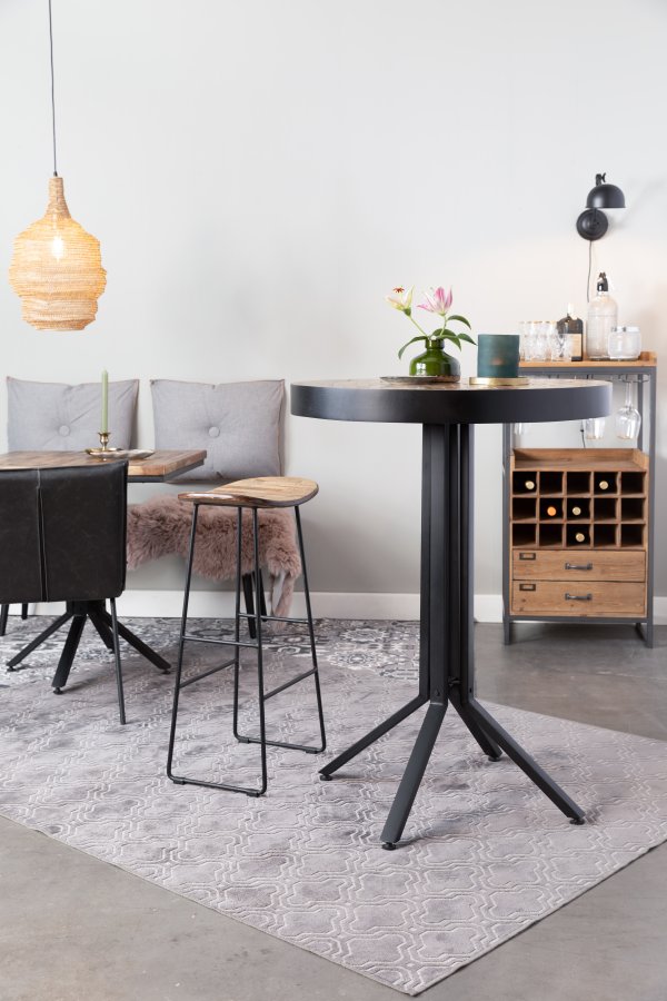 WHITE LABEL LIVING Tangle barstol, med fotsttte - naturlig teak og stl