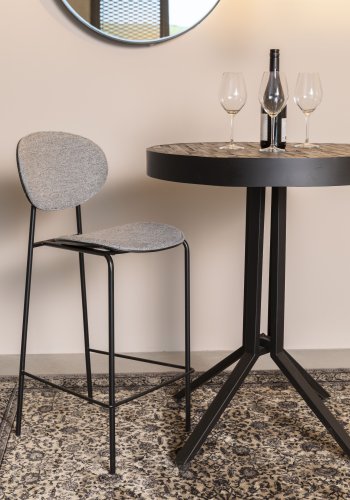 WHITE LABEL LIVING Donny barkrakk, m. ryggsttte og fotsttte - grtt stoff og stl