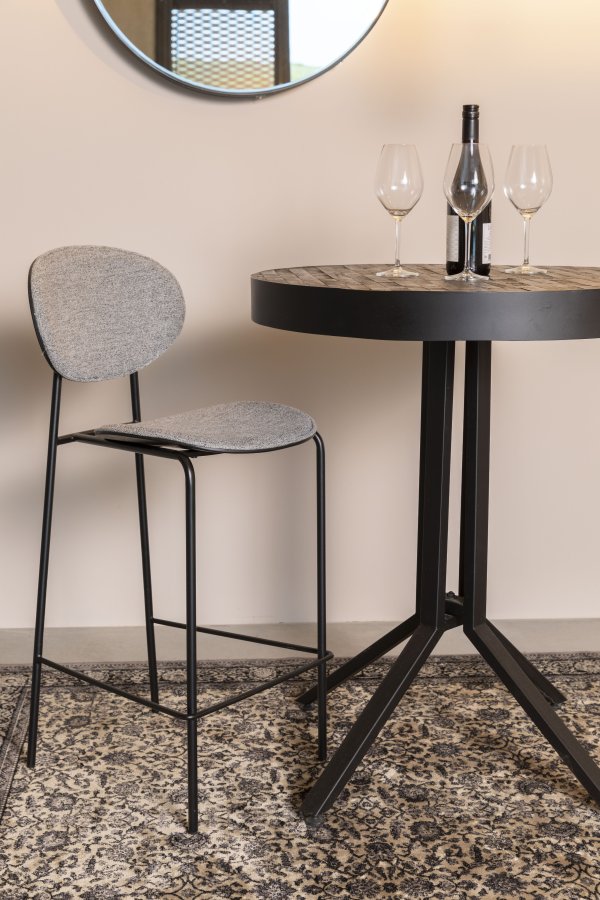 WHITE LABEL LIVING Donny barkrakk, m. ryggsttte og fotsttte - grtt stoff og stl