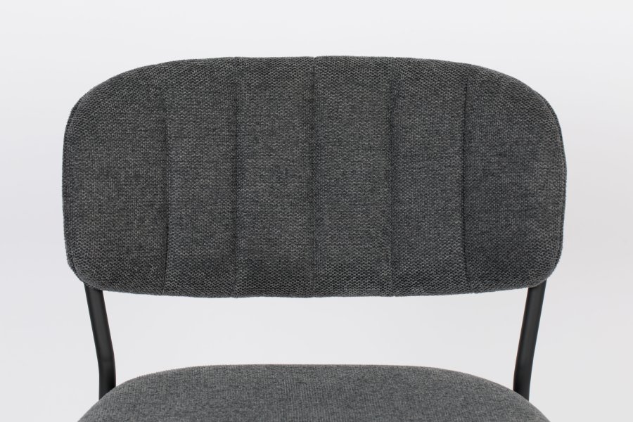 WHITE LABEL LIVING Jolien benkestol, med ryggsttte og fotsttte - mrkegr polyester og sort stl