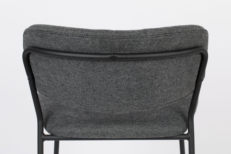 WHITE LABEL LIVING Jolien benkestol, med ryggsttte og fotsttte - mrkegr polyester og sort stl