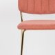 WHITE LABEL LIVING Jolien benkestol, med ryggsttte og fotsttte - rosa polyester og gullstl
