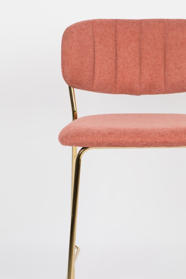 WHITE LABEL LIVING Jolien benkestol, med ryggsttte og fotsttte - rosa polyester og gullstl