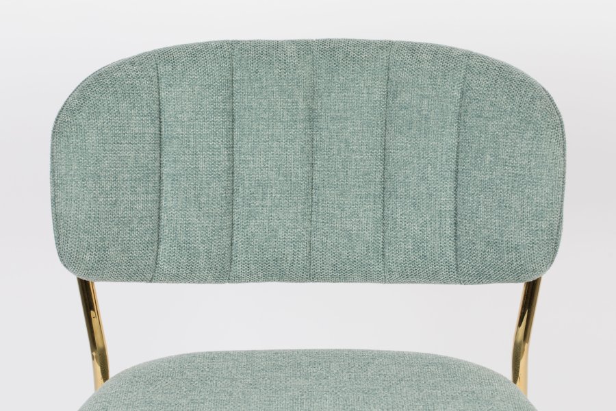 WHITE LABEL LIVING Jolien benkestol, med ryggsttte og fotsttte - lysegrnn polyester og gullstl