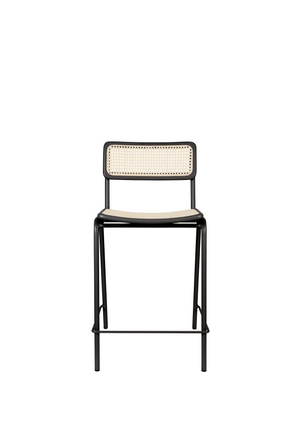 ZUIVER Jort barkrakk, med ryggsttte og fotsttte - naturlig rotting og sort stl (66,5 cm)