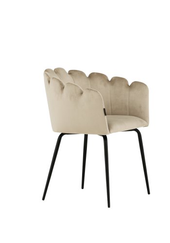 VENTURE DESIGN Limhamn spisebordsstol, med armlener - beige flyel og sort stl