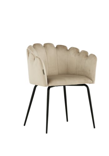 VENTURE DESIGN Limhamn spisebordsstol, med armlener - beige flyel og sort stl