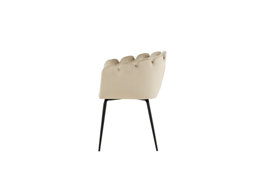VENTURE DESIGN Limhamn spisebordsstol, med armlener - beige flyel og sort stl