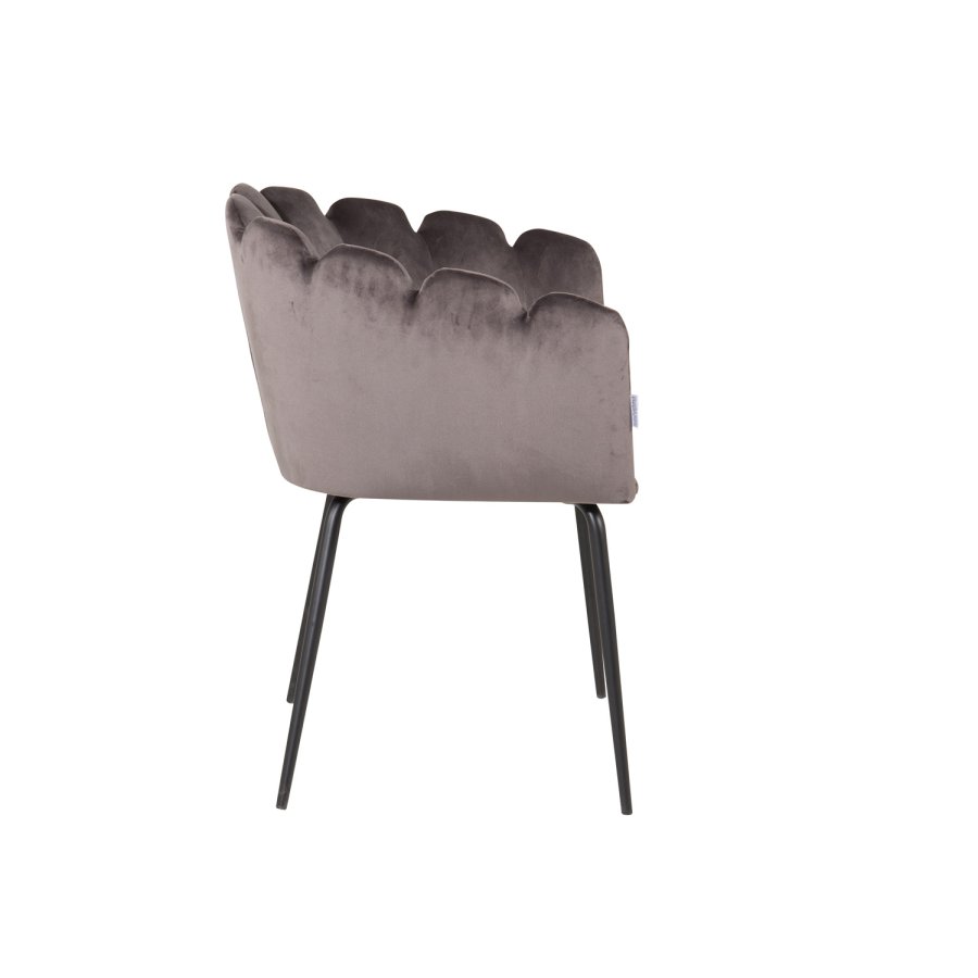 VENTURE DESIGN Limhamn spisebordsstol, med armlener - gr velour og sort metall