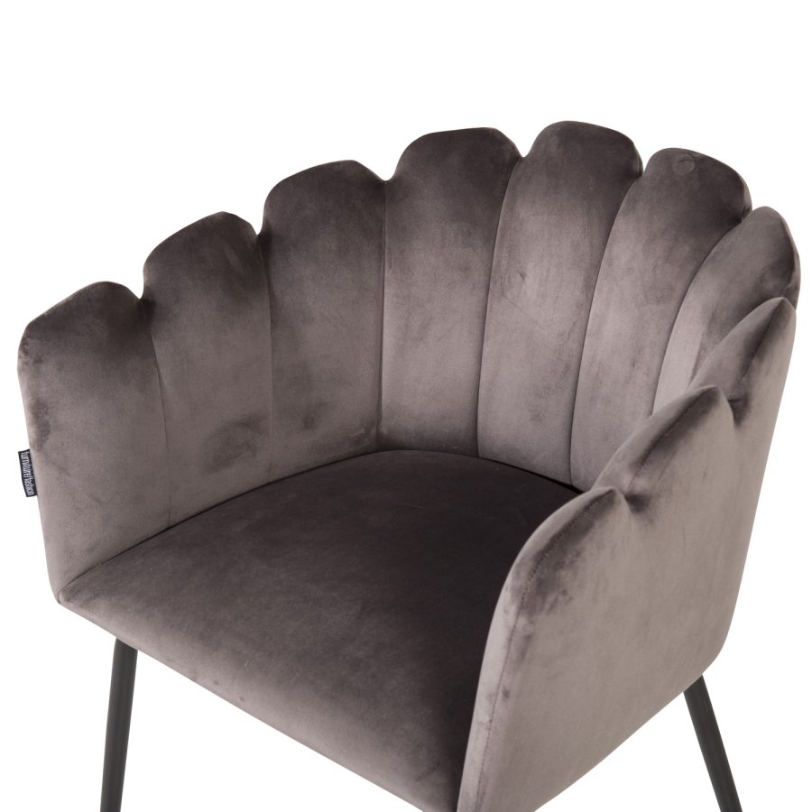 VENTURE DESIGN Limhamn spisebordsstol, med armlener - gr velour og sort metall