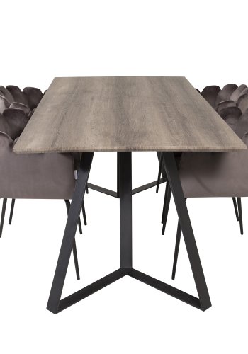 VENTURE DESIGN Limhamn spisebordsstol, med armlener - gr velour og sort metall