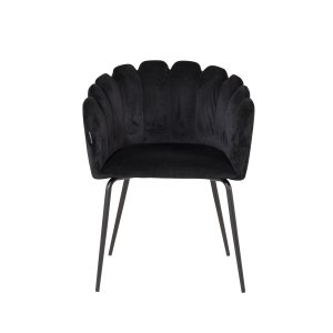 VENTURE DESIGN Limhamn spisebordsstol, m. armln - sort velour og metal