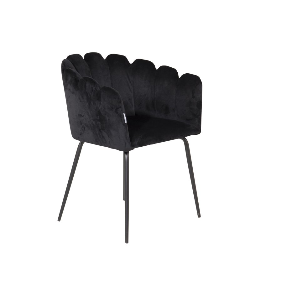 VENTURE DESIGN Limhamn spisebordsstol, m. armln - sort velour og metal